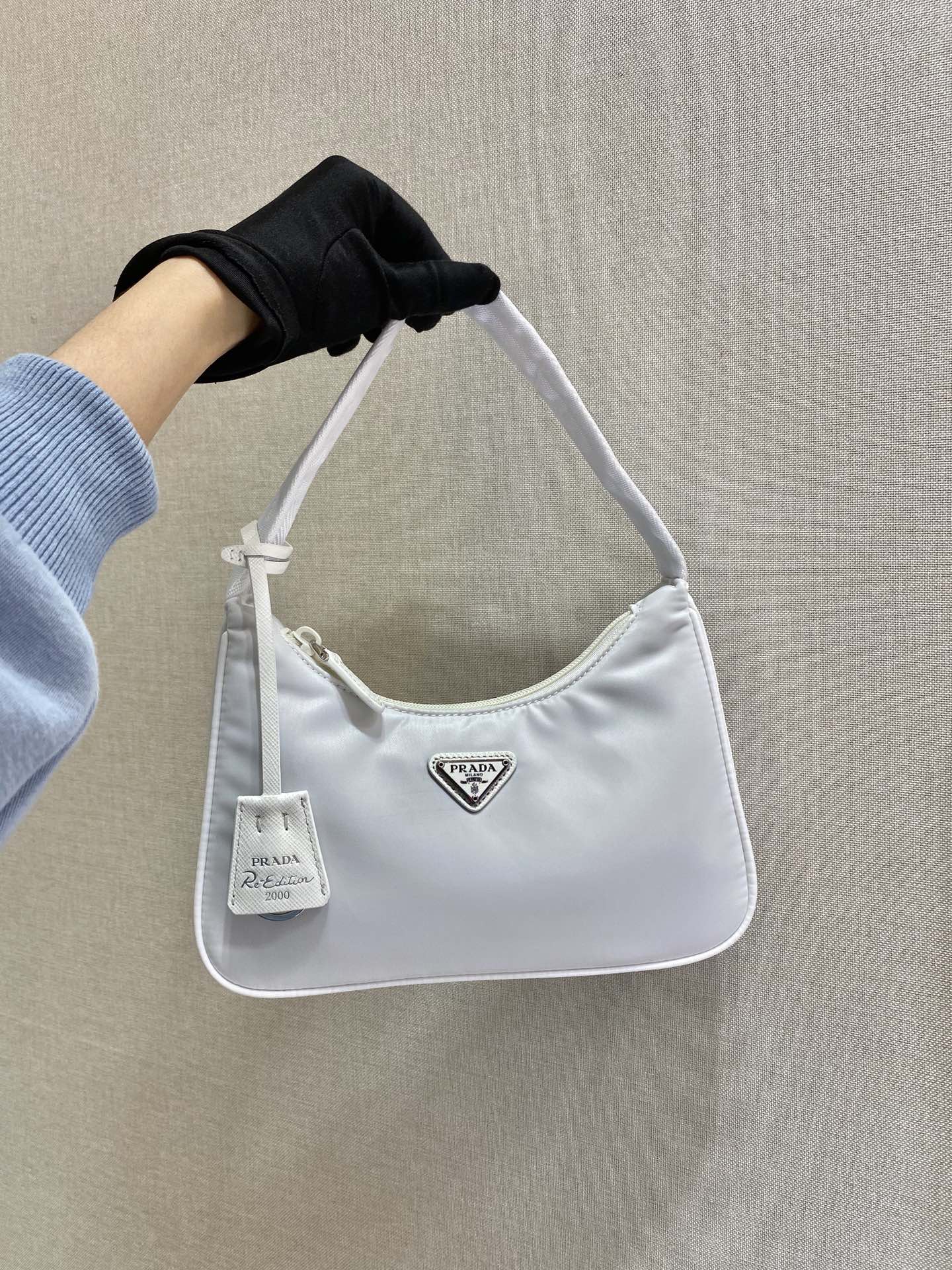 Prada Mini Re Nylon Re Edition 2000 Hobo Bag Handbag White 1NE515